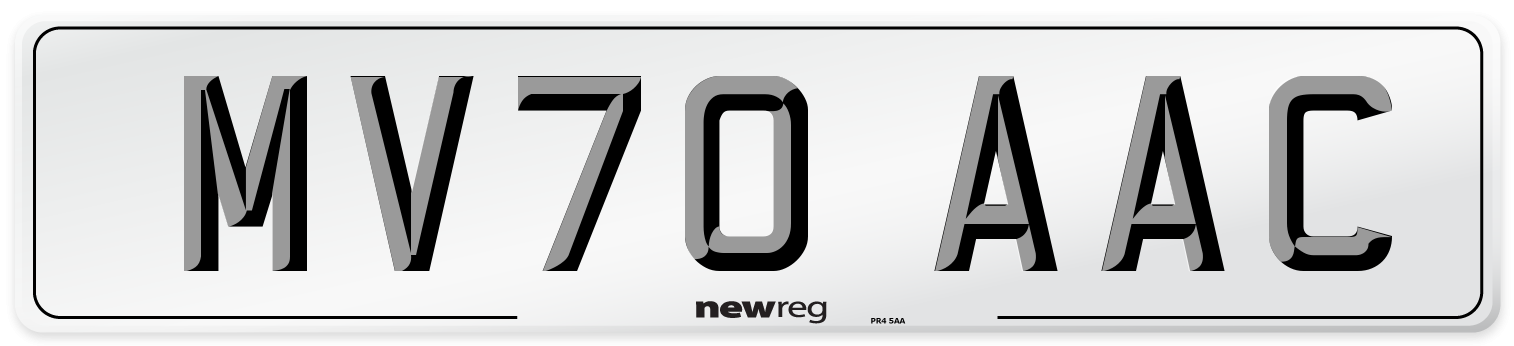 MV70 AAC Number Plate from New Reg
